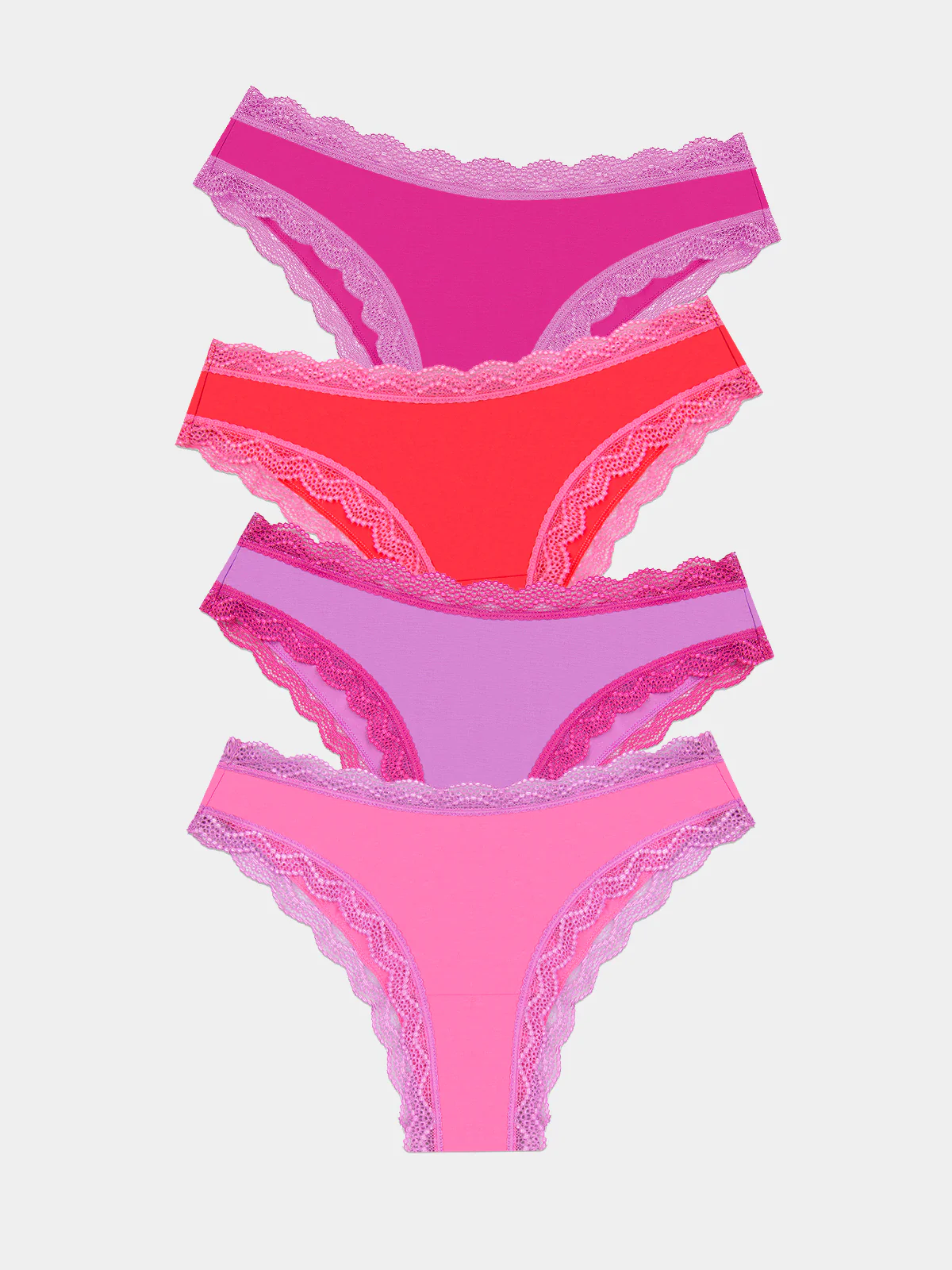Brazilian Knicker Four Pack - Pink Cosmos Contrast