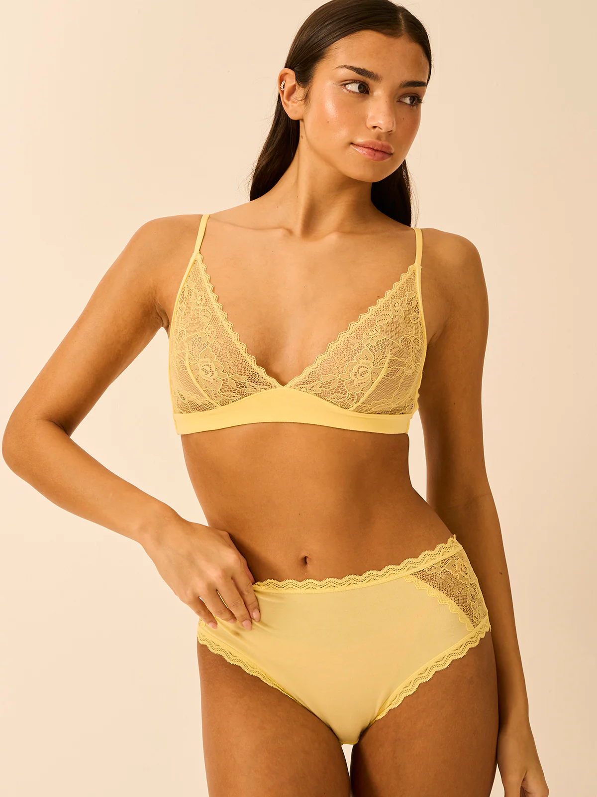 Eco Lace High Rise Knicker - Lemon Zest - Image 5