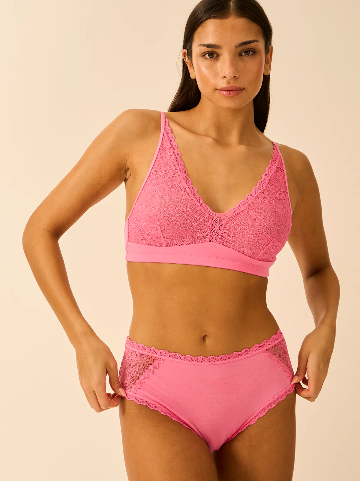 Eco Lace High Rise Knicker - Pink Cosmos - Image 4