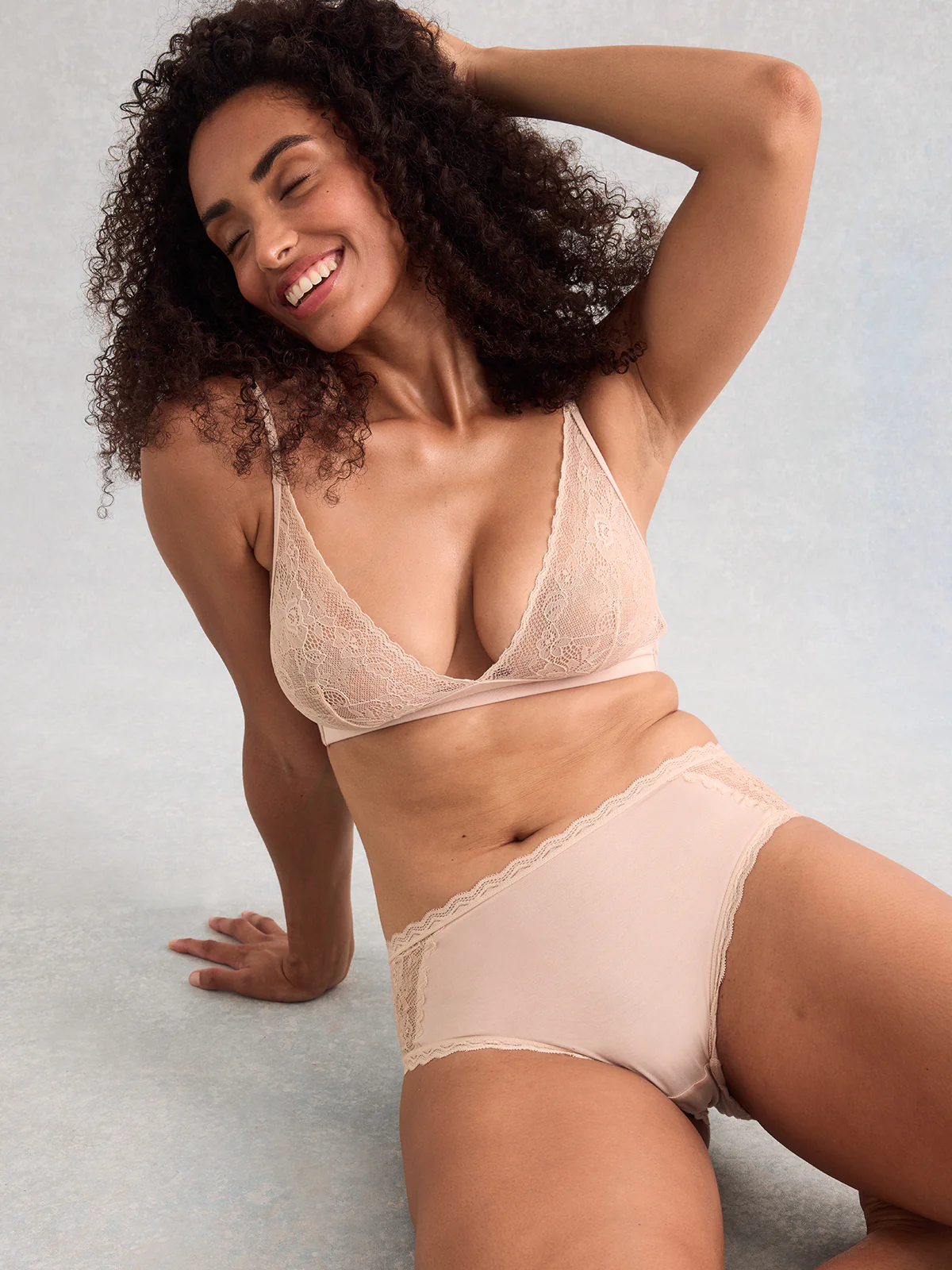 Eco Lace High Rise Knicker - Sand - Image 12