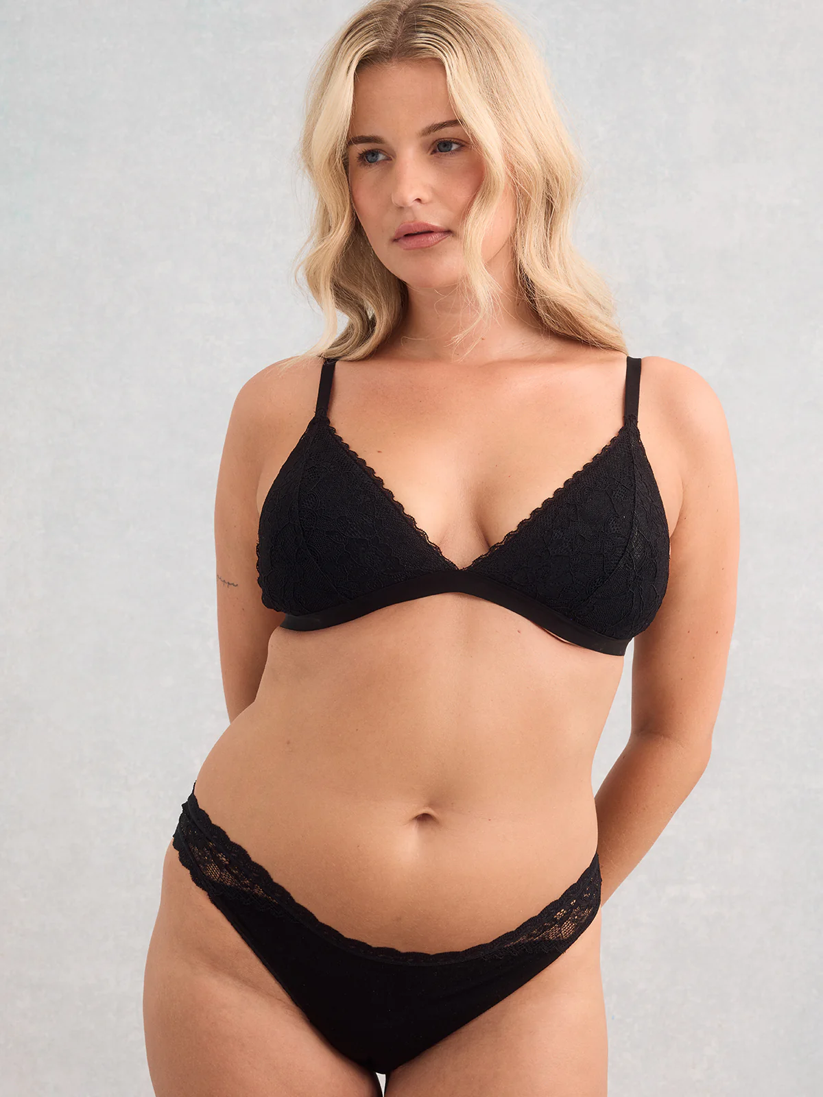 Eco Lace Padded Triangle Bra - Black - Image 8