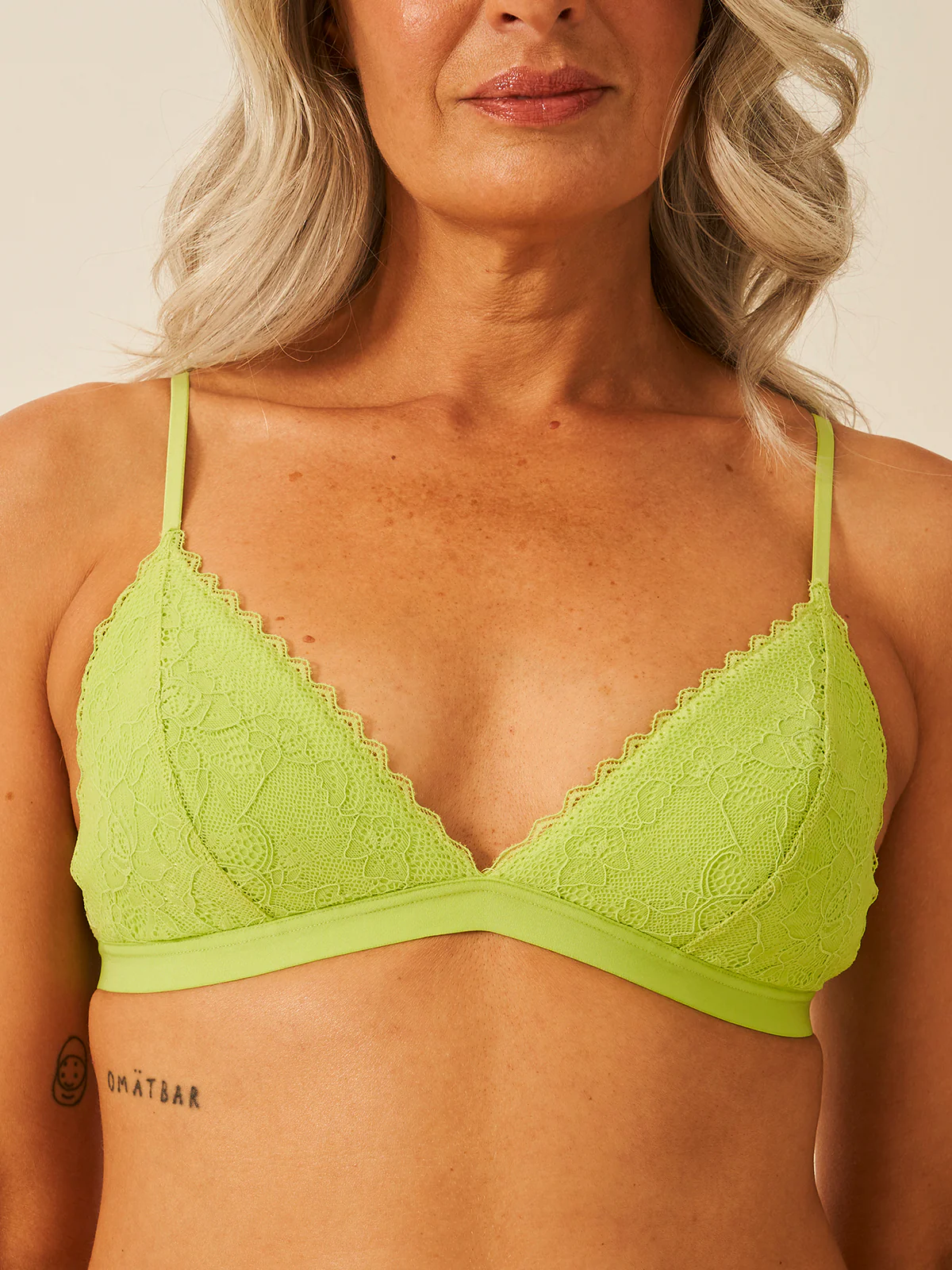 Eco Lace Padded Triangle Bra - Green Glow - Image 3
