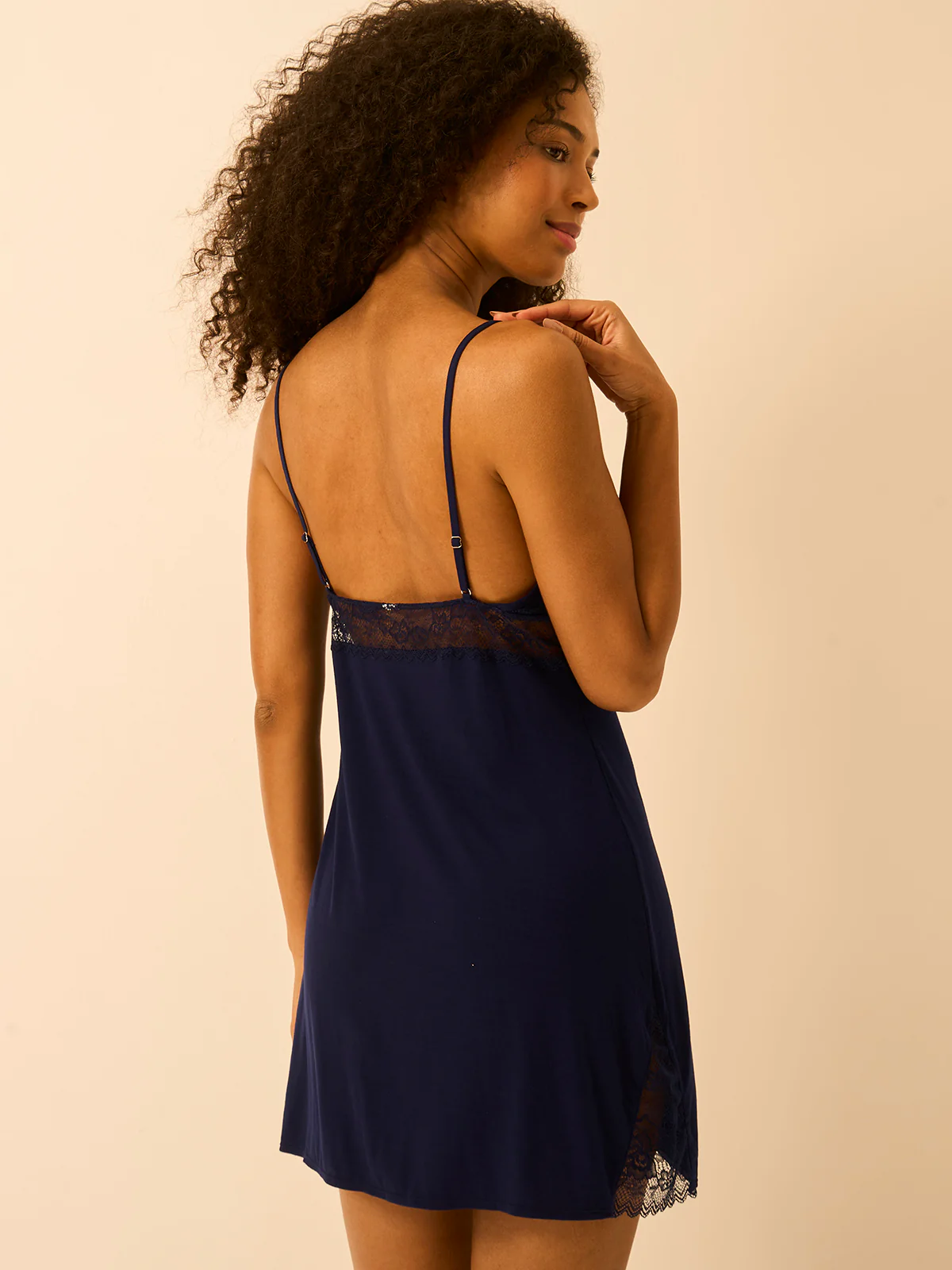Eco Lace Slip Dress - Navy - Image 3