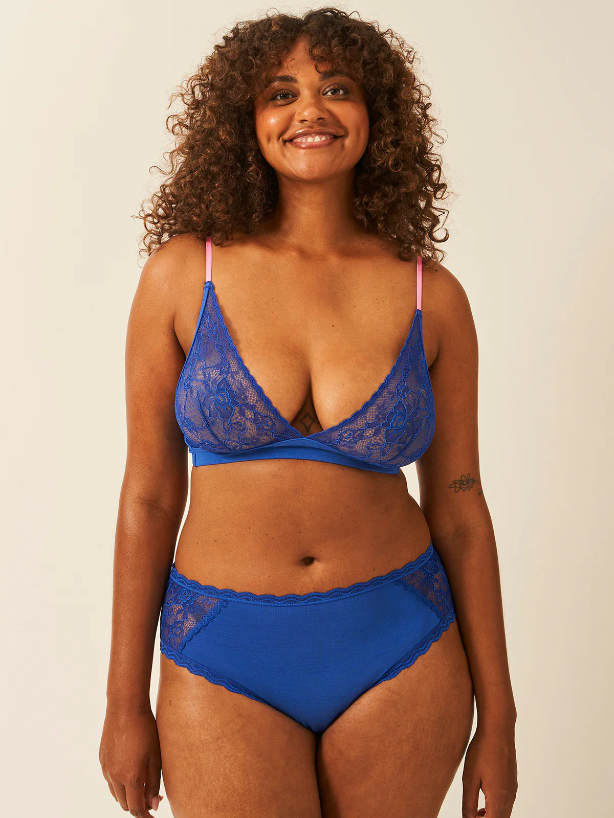 Eco Lace Triangle Bra - Azure Blue & Pink Cosmos - Image 5