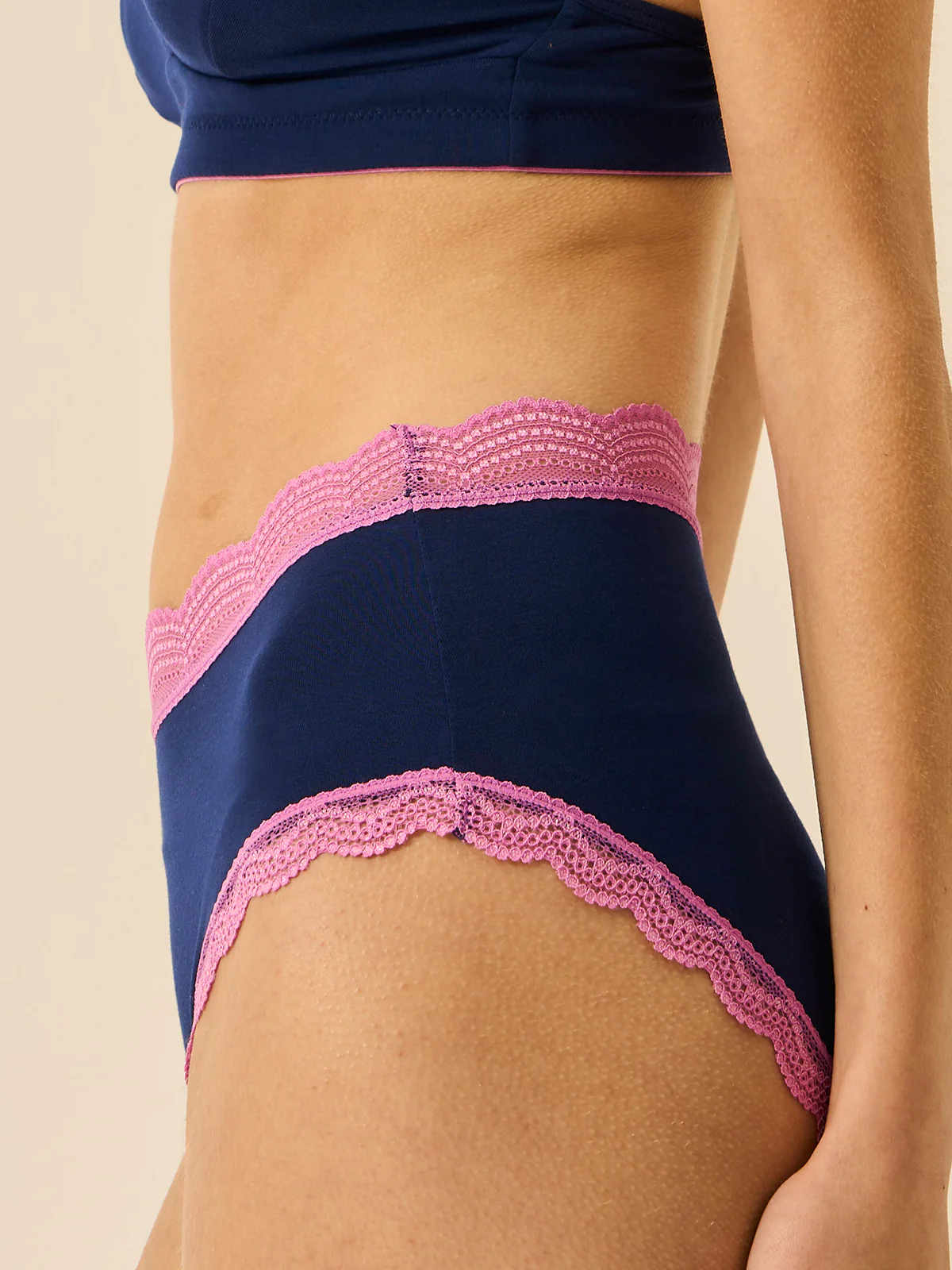 High Rise Knicker - Navy & Sweet Violet - Image 3
