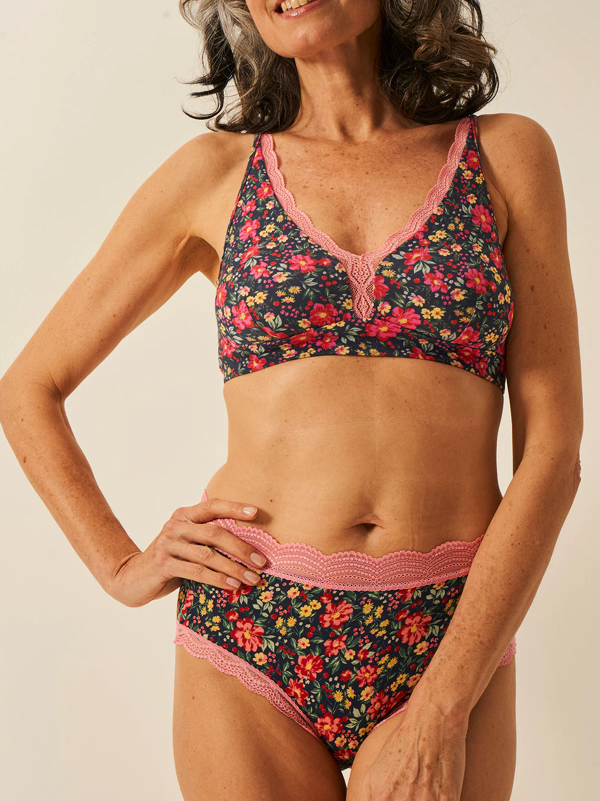 Lace Plunge Bra - Cherry Bloom - Image 9