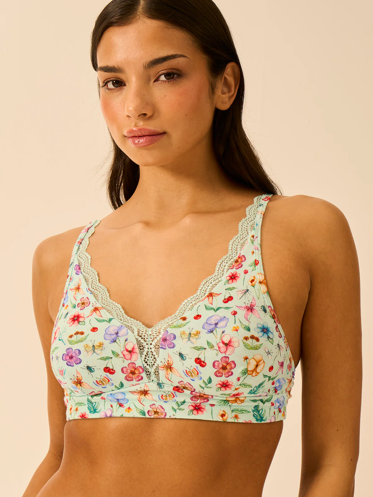 Lace Plunge Bra - Ethereal Wildflowers