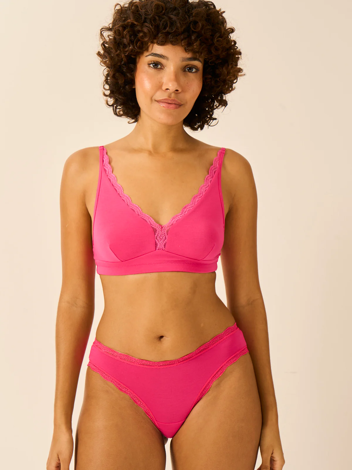 Lace Plunge Bra - Raspberry - Image 5