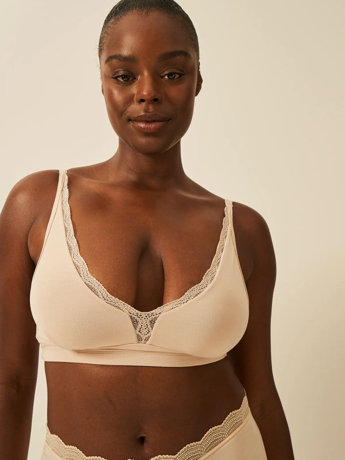Lace Plunge Bra - Sand - Image 6