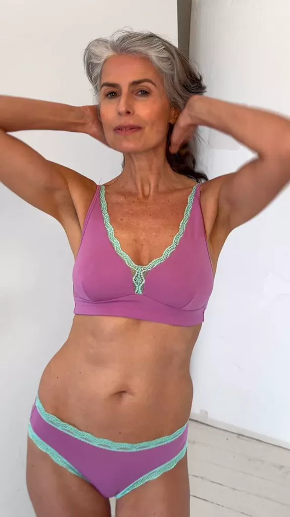 Lace Plunge Bra - Sweet Violet & Peppermint - Image 2
