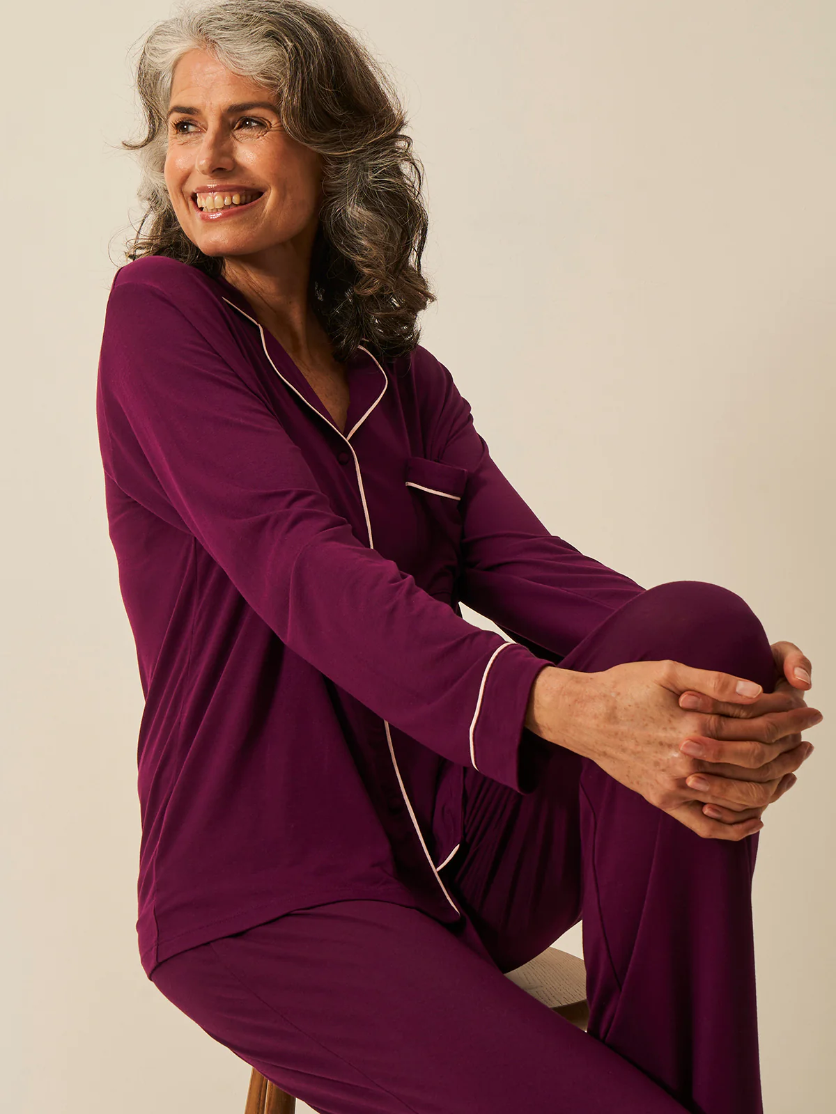 Long Pyjama Set - Black Cherry - Image 5