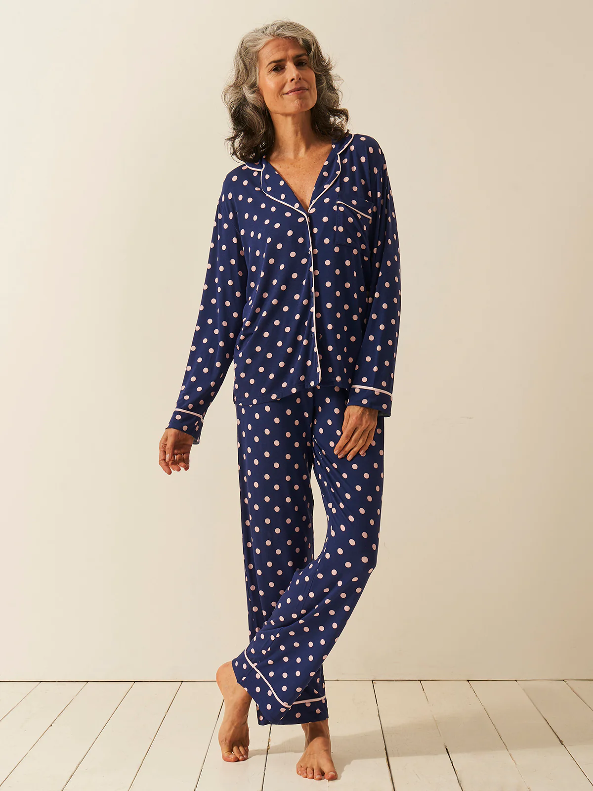 Long Pyjama Set - Navy Spot - Image 8