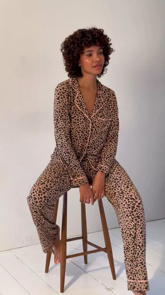 Long Pyjama Set - Peach Latte Leopard - Image 2