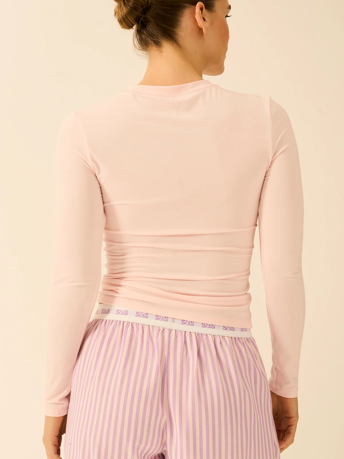 Long Sleeve Under Layer Top - Pale Pink - Image 3