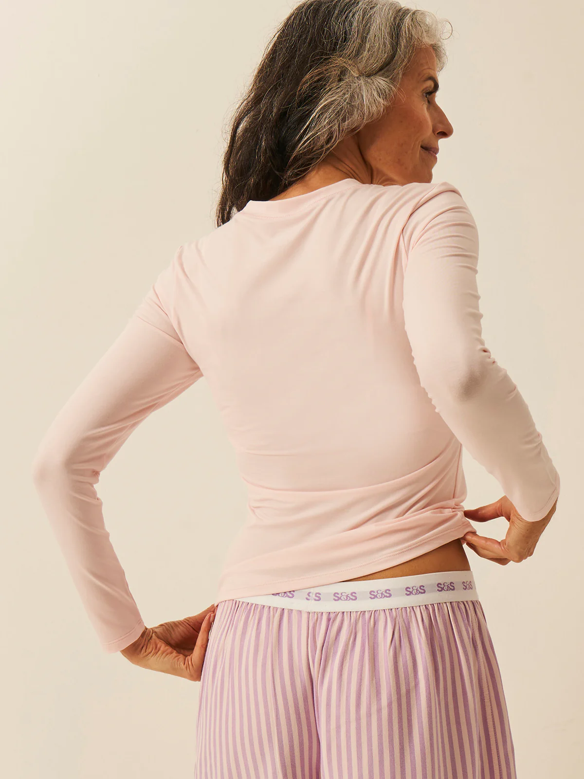 Long Sleeve Under Layer Top - Pale Pink - Image 6