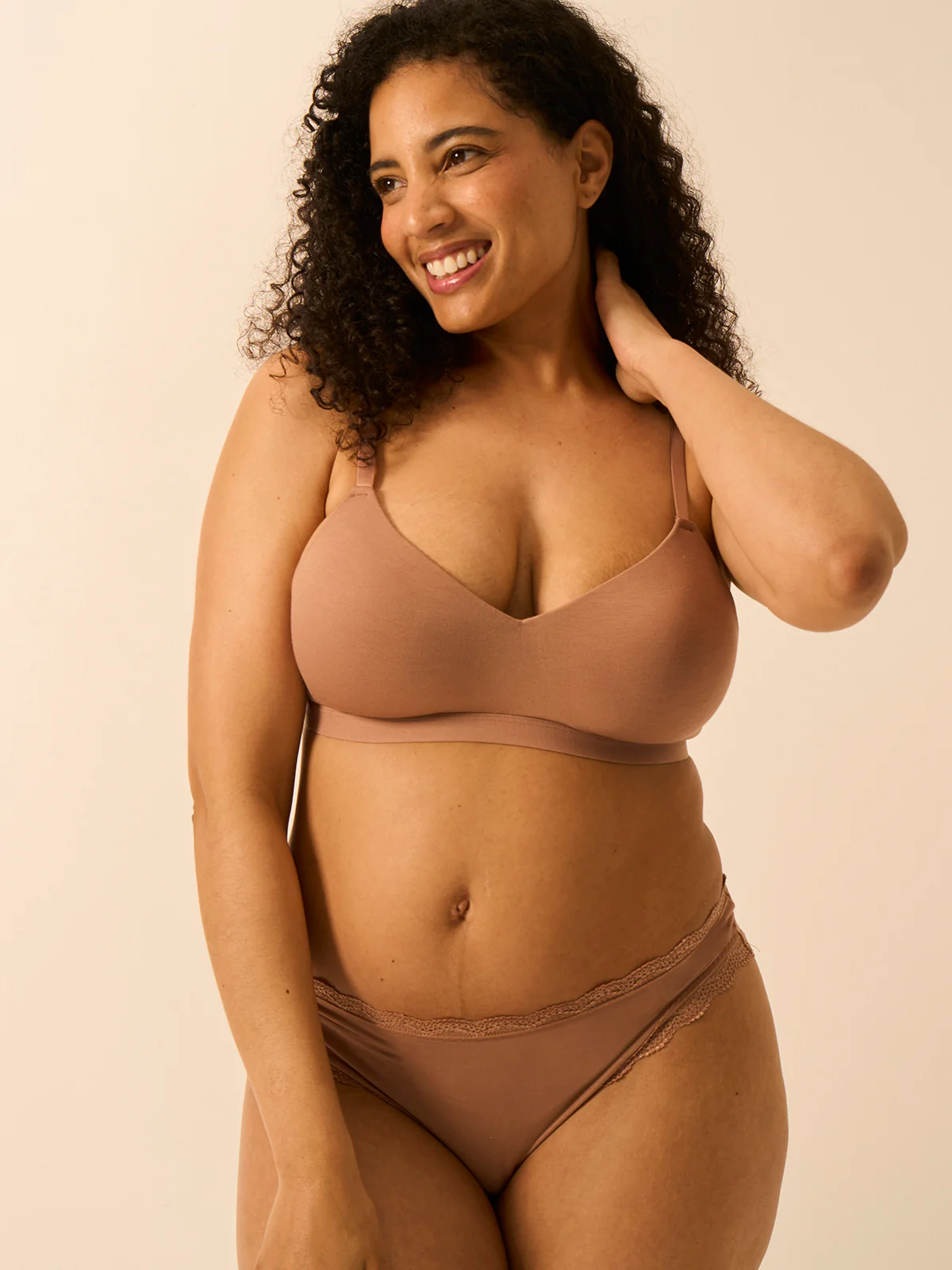 Mid Rise High Leg Knicker - Latte - Image 7