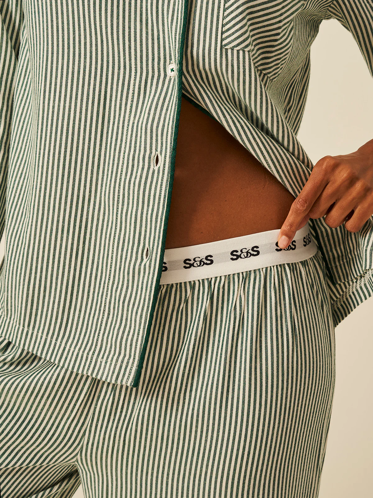 Soft Brushed Woven Pyjama Bottoms - Alpine Stripe - Image 3