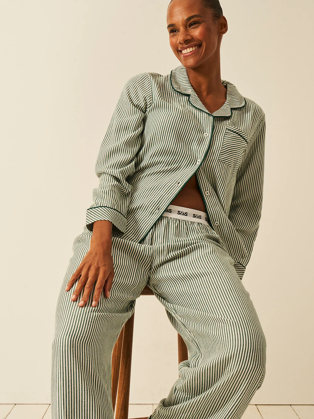 Soft Brushed Woven Pyjama Bottoms - Alpine Stripe - Image 5