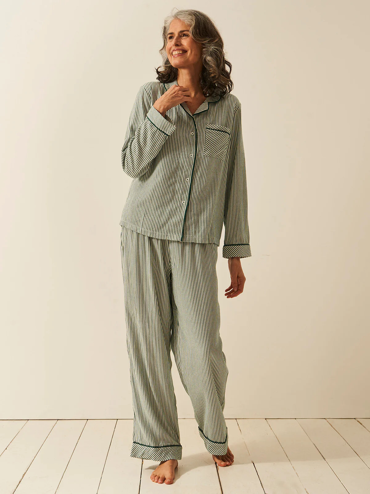 Soft Brushed Woven Pyjama Bottoms - Alpine Stripe - Image 6