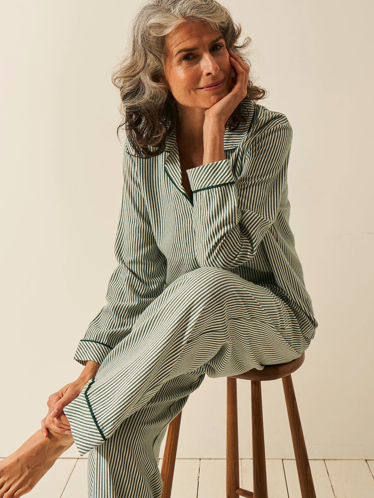 Soft Brushed Woven Pyjama Bottoms - Alpine Stripe - Image 8