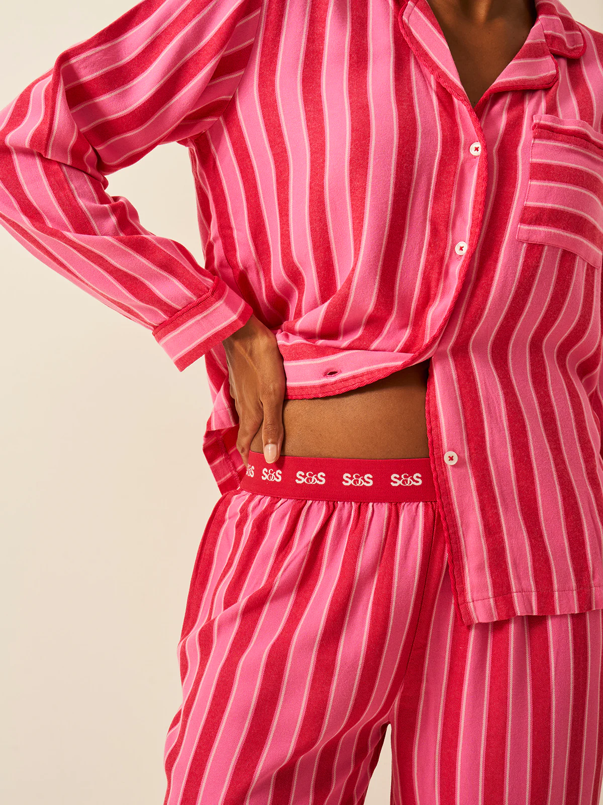 Soft Brushed Woven Pyjama Bottoms - Candy Pop Stripe - Image 3