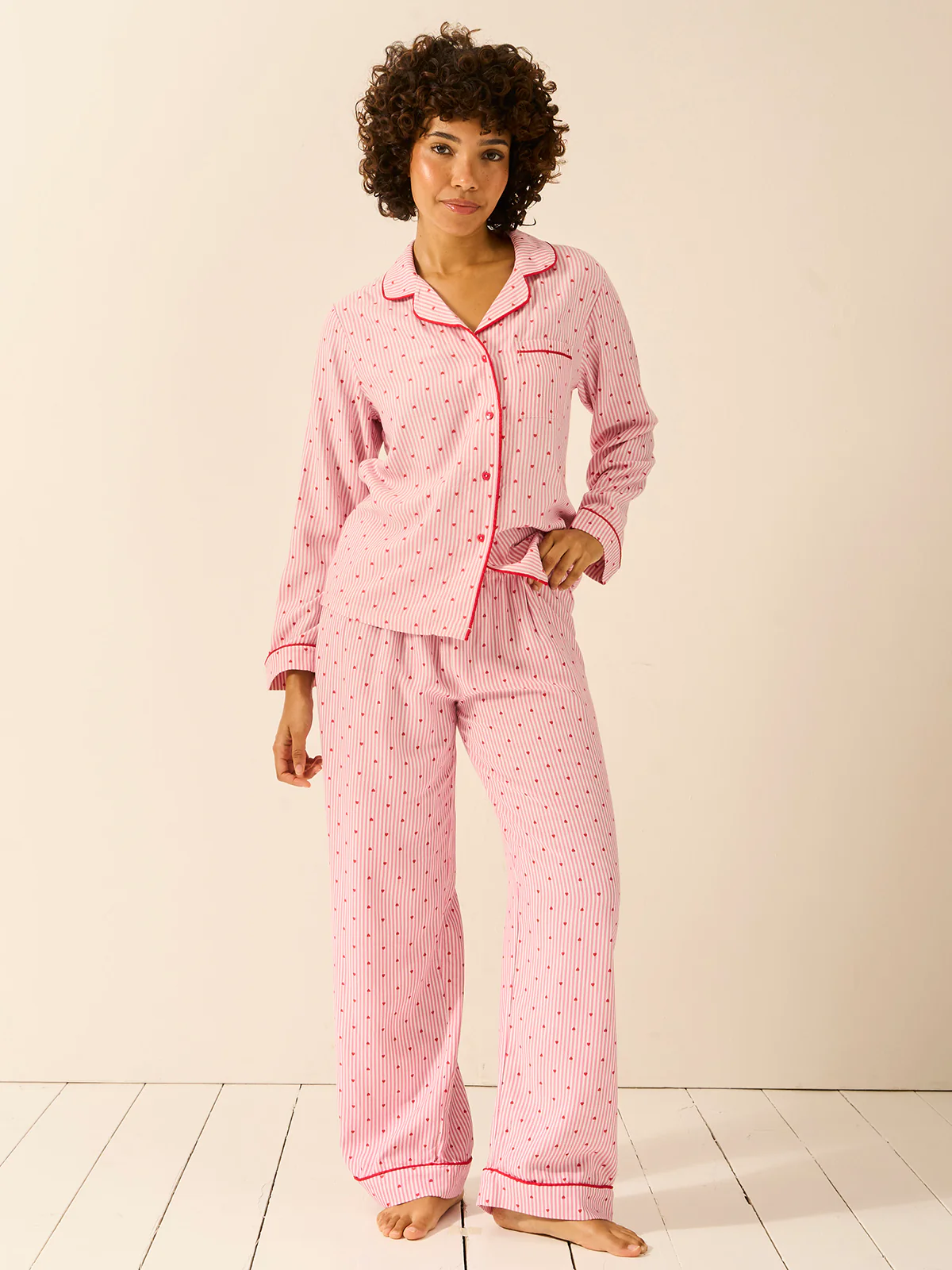 Soft Brushed Woven Pyjama Bottoms - Hearts