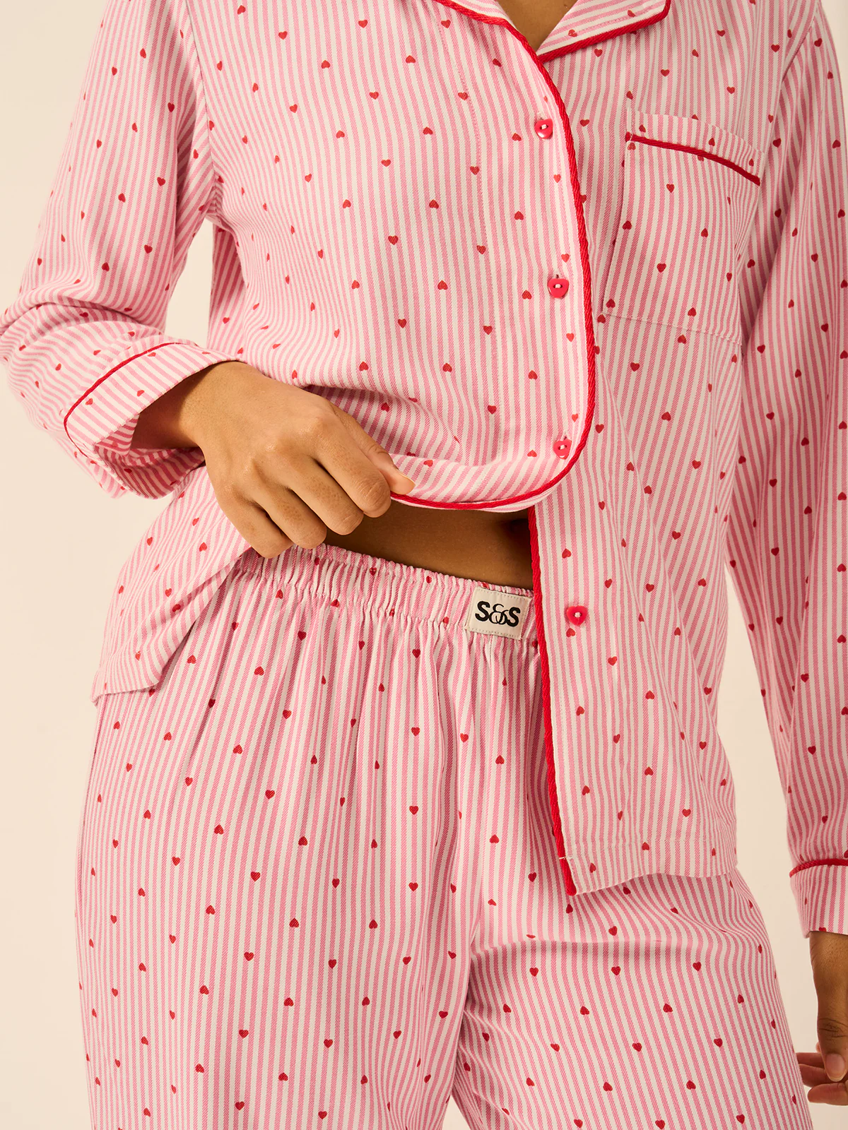 Soft Brushed Woven Pyjama Bottoms - Hearts - Image 3