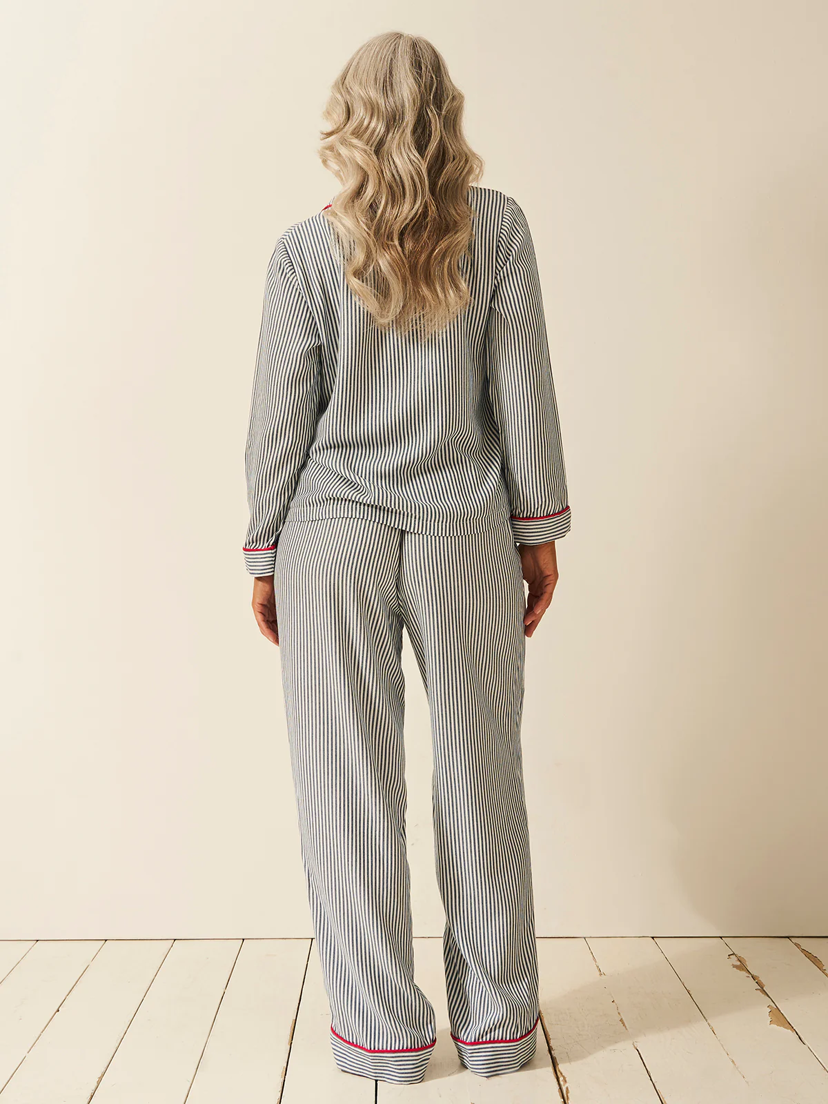 Soft Brushed Woven Pyjama Bottoms - Midnight Stripe - Image 3
