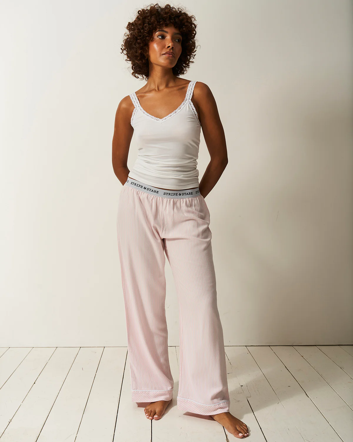 Soft Brushed Woven Pyjama Bottoms - Pink Stripe - Image 6