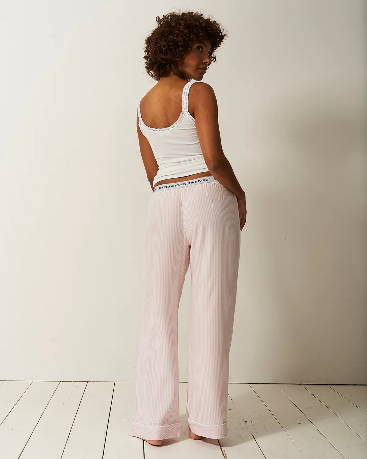 Soft Brushed Woven Pyjama Bottoms - Pink Stripe - Image 7