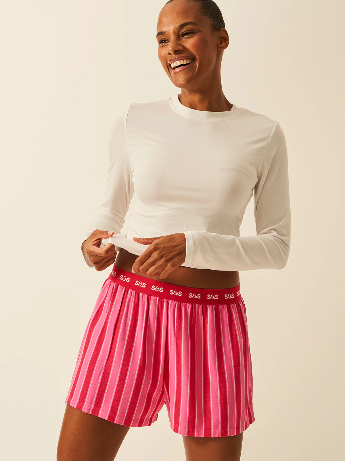 Soft Brushed Woven Pyjama Shorts - Candy Pop Stripe