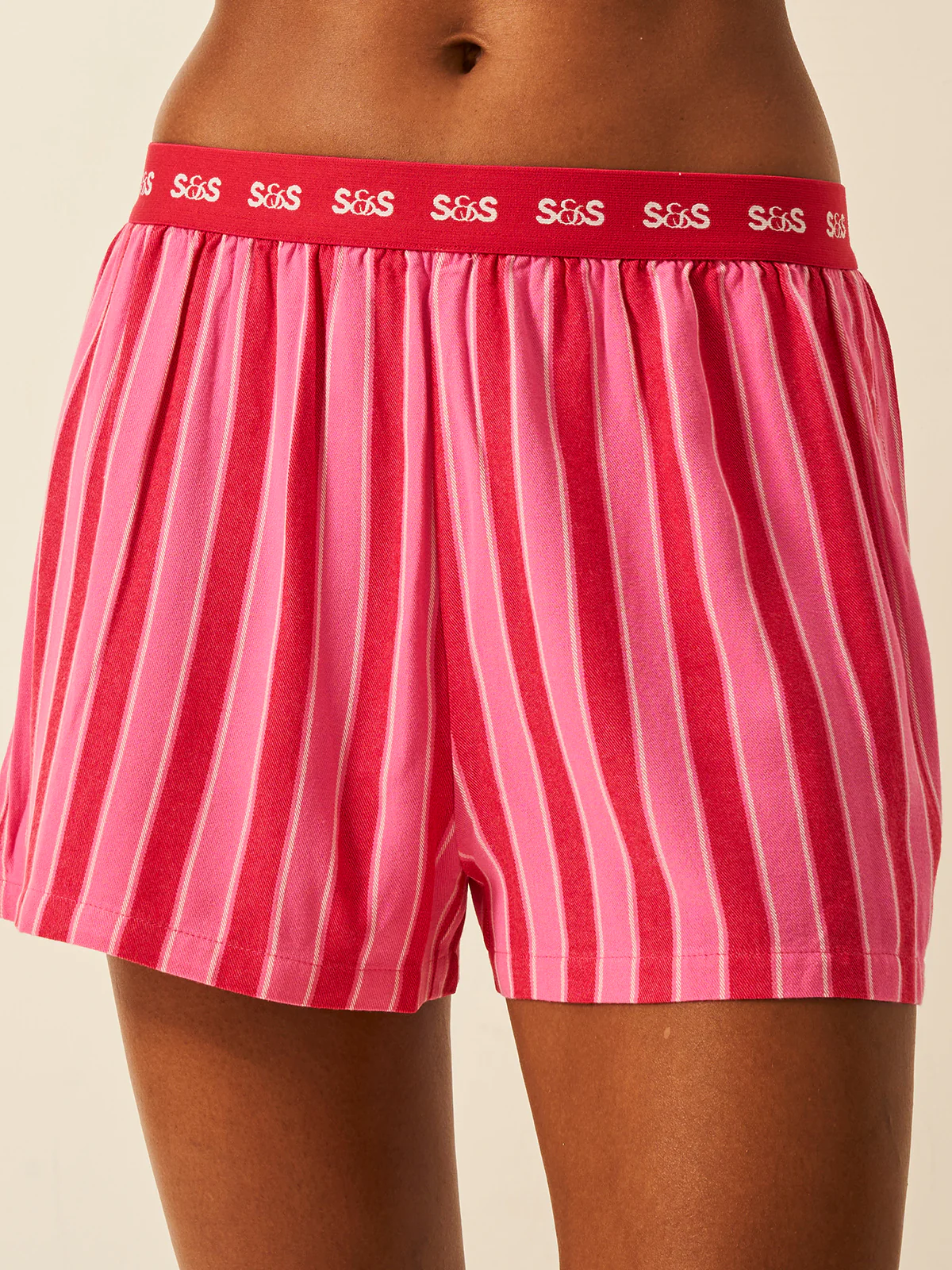 Soft Brushed Woven Pyjama Shorts - Candy Pop Stripe - Image 2