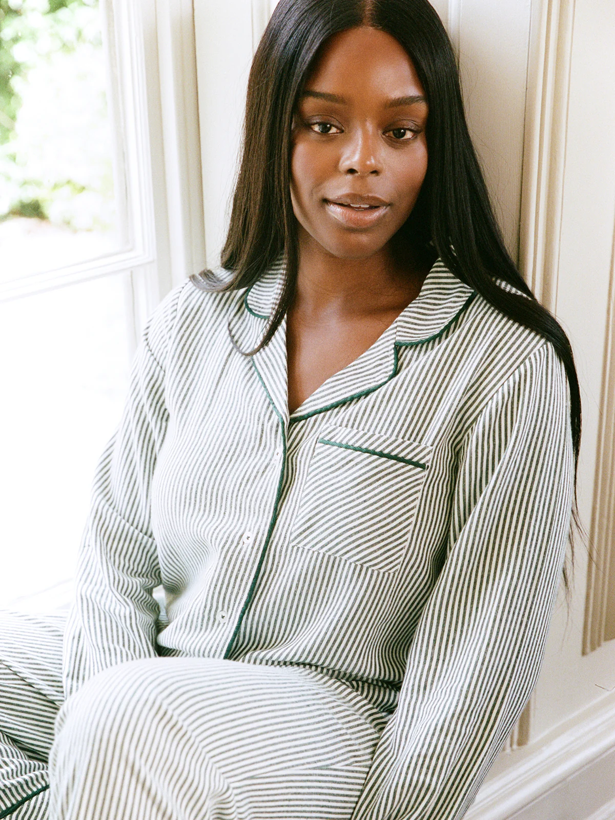 Soft Brushed Woven Pyjama Top - Alpine Stripe - Image 10