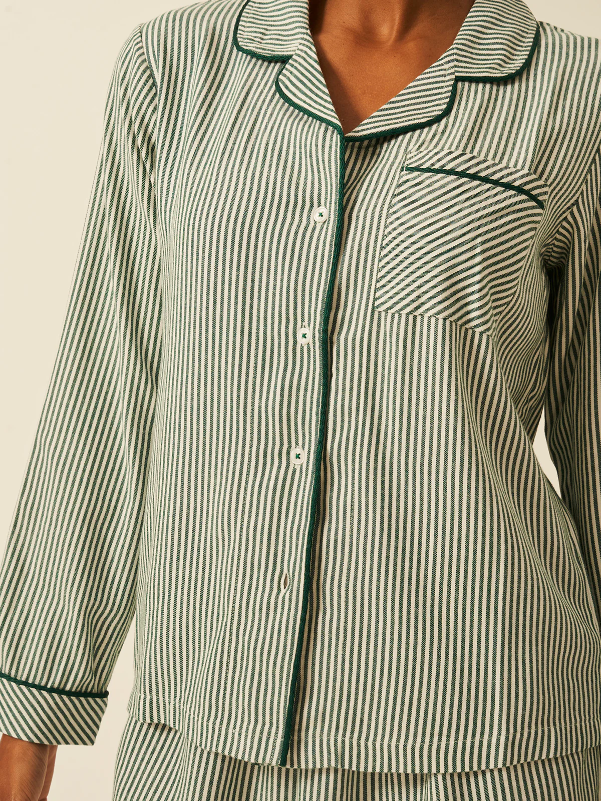 Soft Brushed Woven Pyjama Top - Alpine Stripe - Image 7