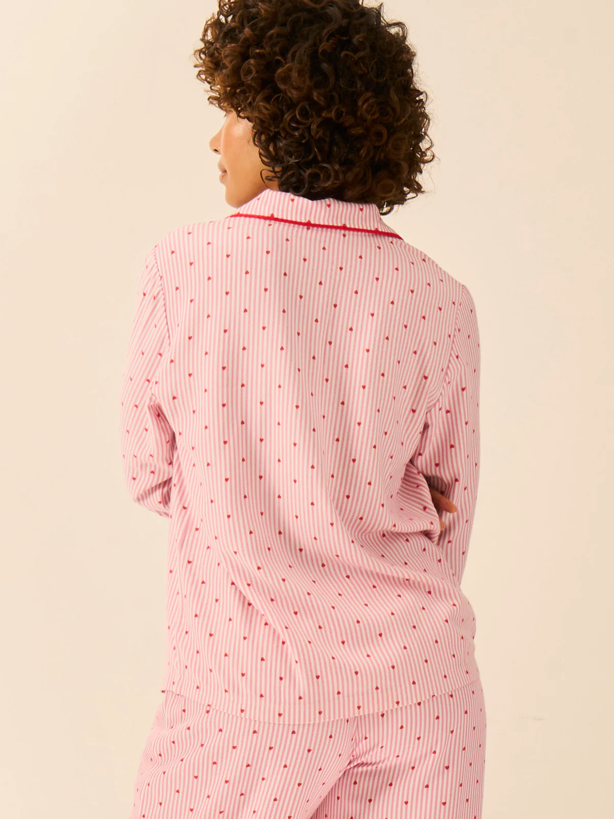 Soft Brushed Woven Pyjama Top - Hearts - Image 4