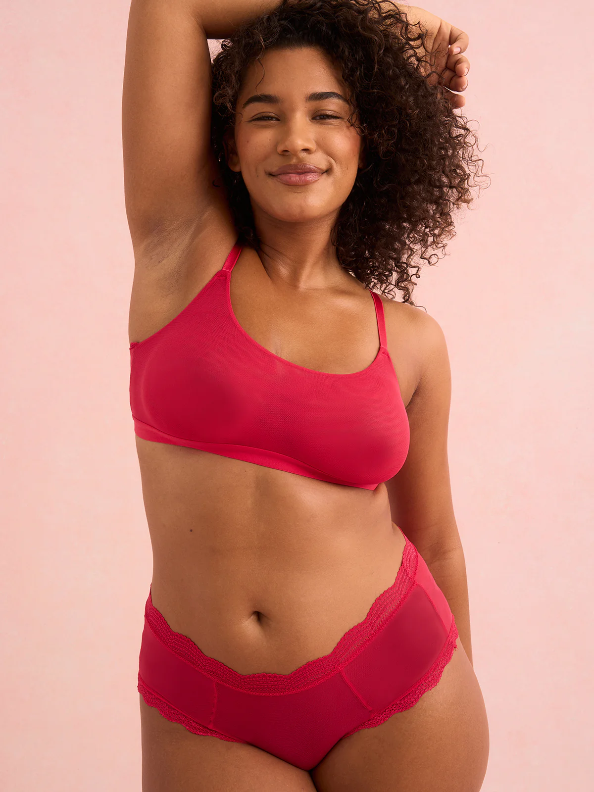 String Scoop Mesh Bra - Cherry Red - Image 7