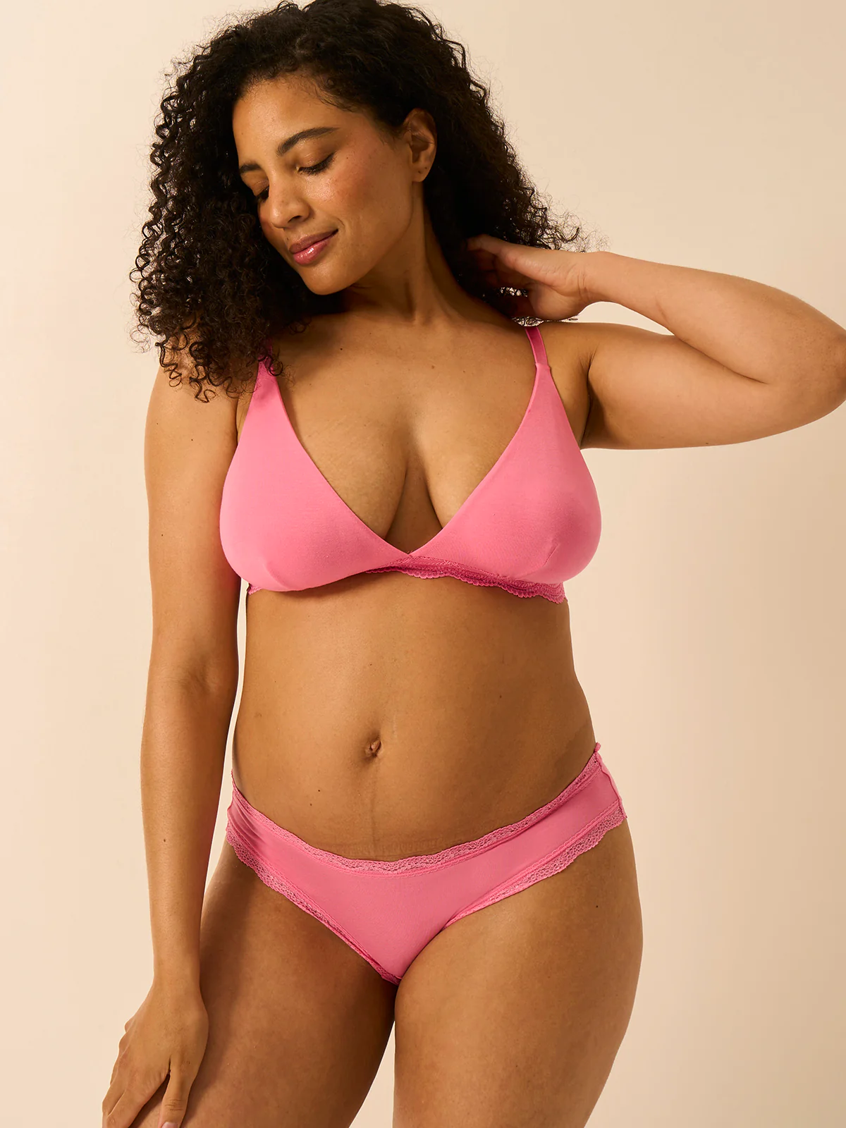 Triangle Lace Bra - Pop Pink - Image 7