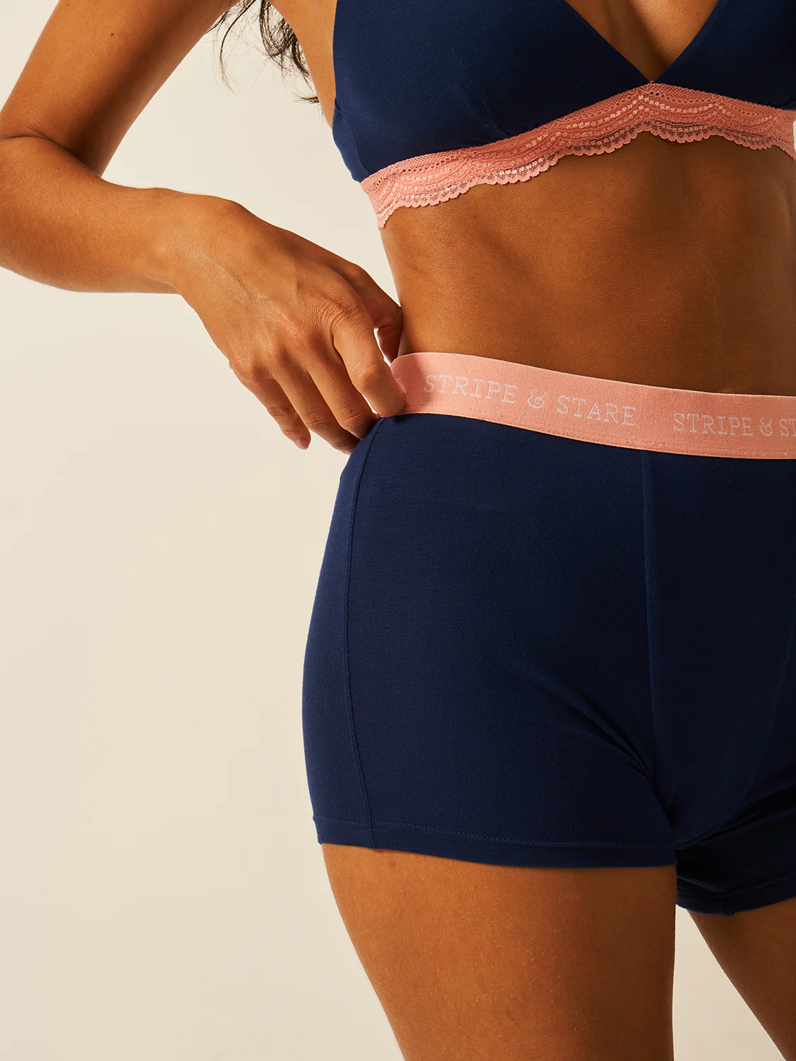 Women's Boxer - Navy & Neon Peach - Image 4