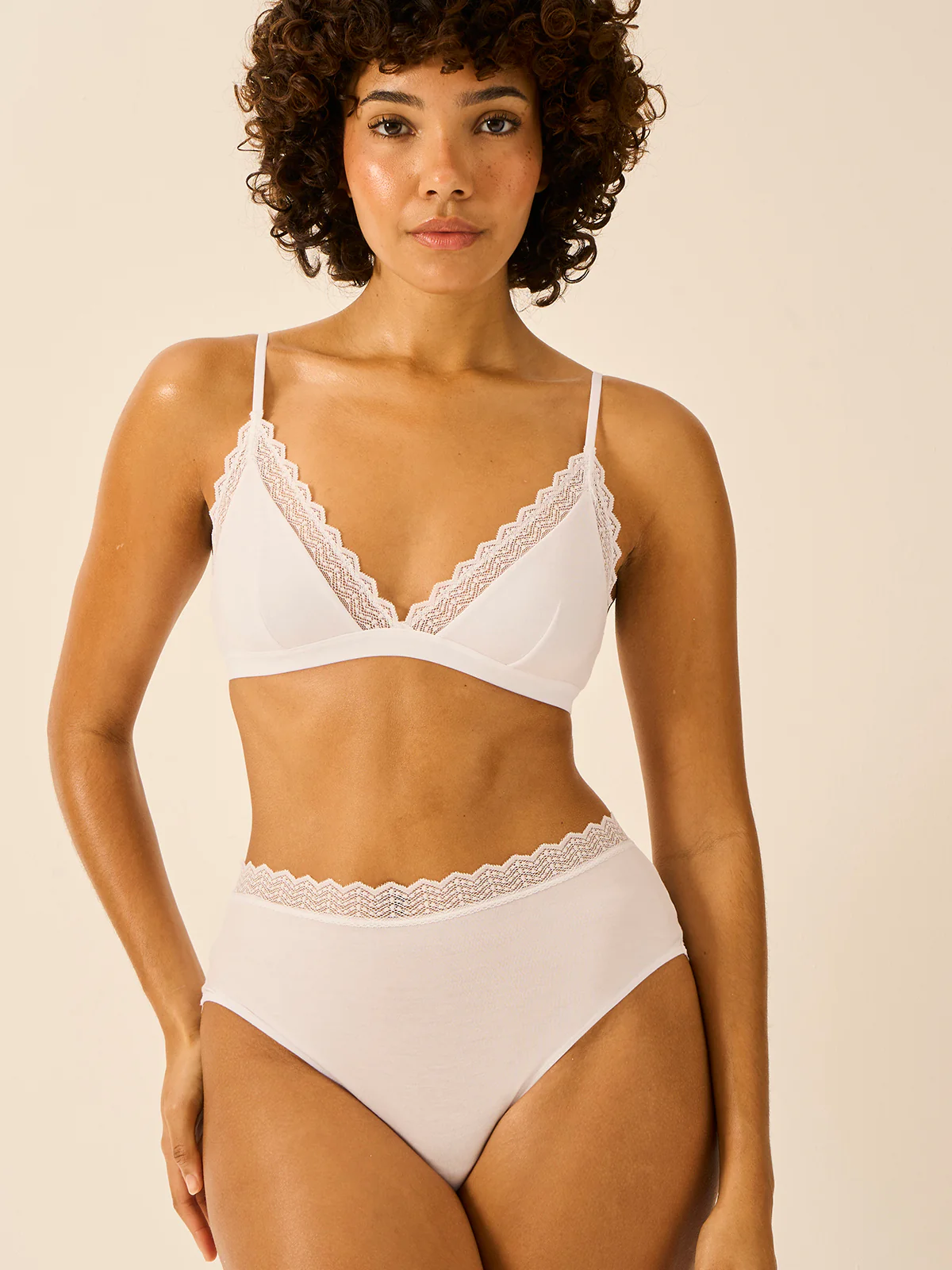 ZigZag Lace Triangle Bra - White - Image 5