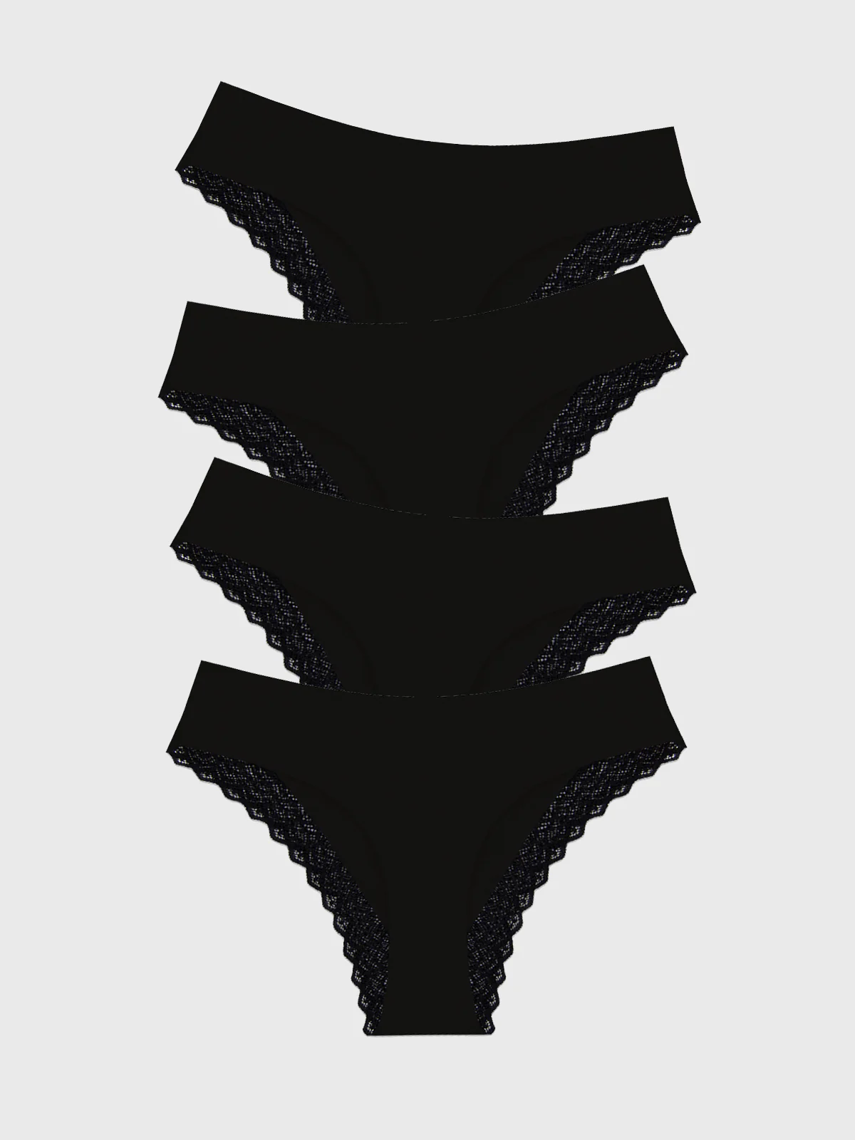 ZigZag Lace Brazilian Knicker Four Pack - Black