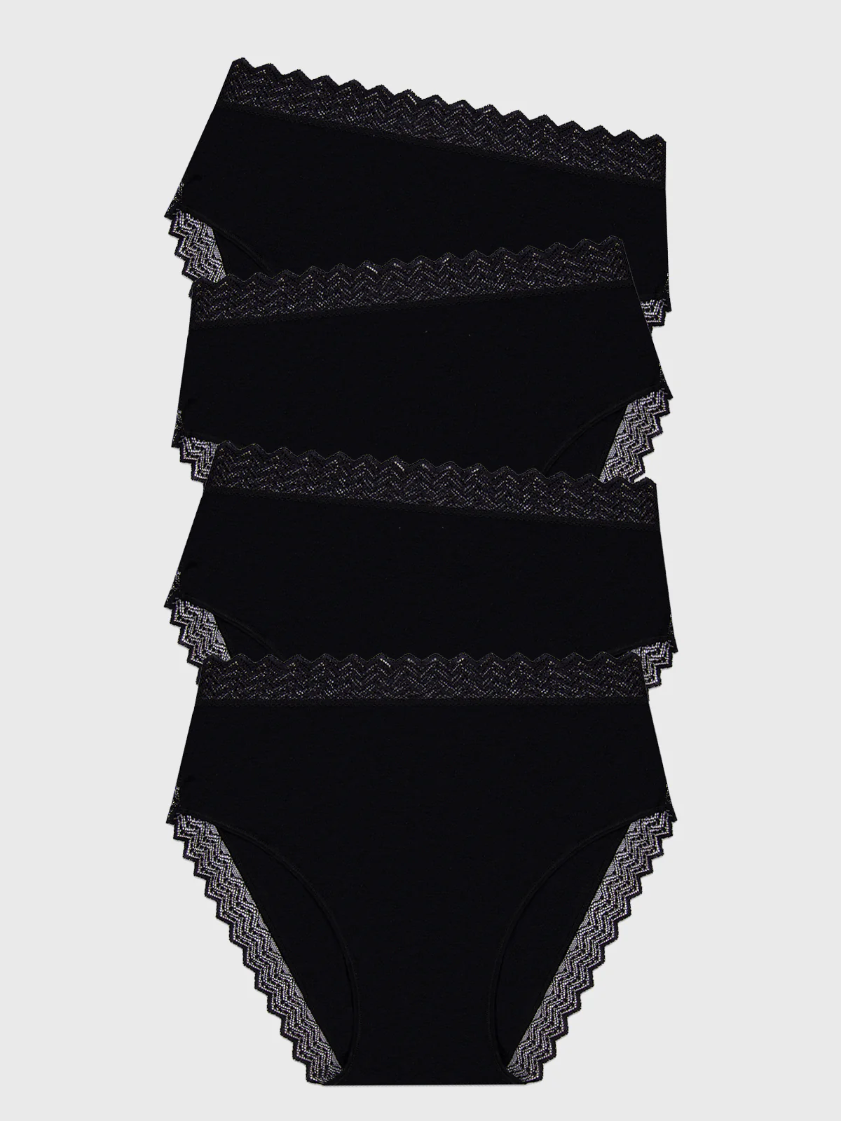 ZigZag Lace High Rise Knicker Four Pack - Black