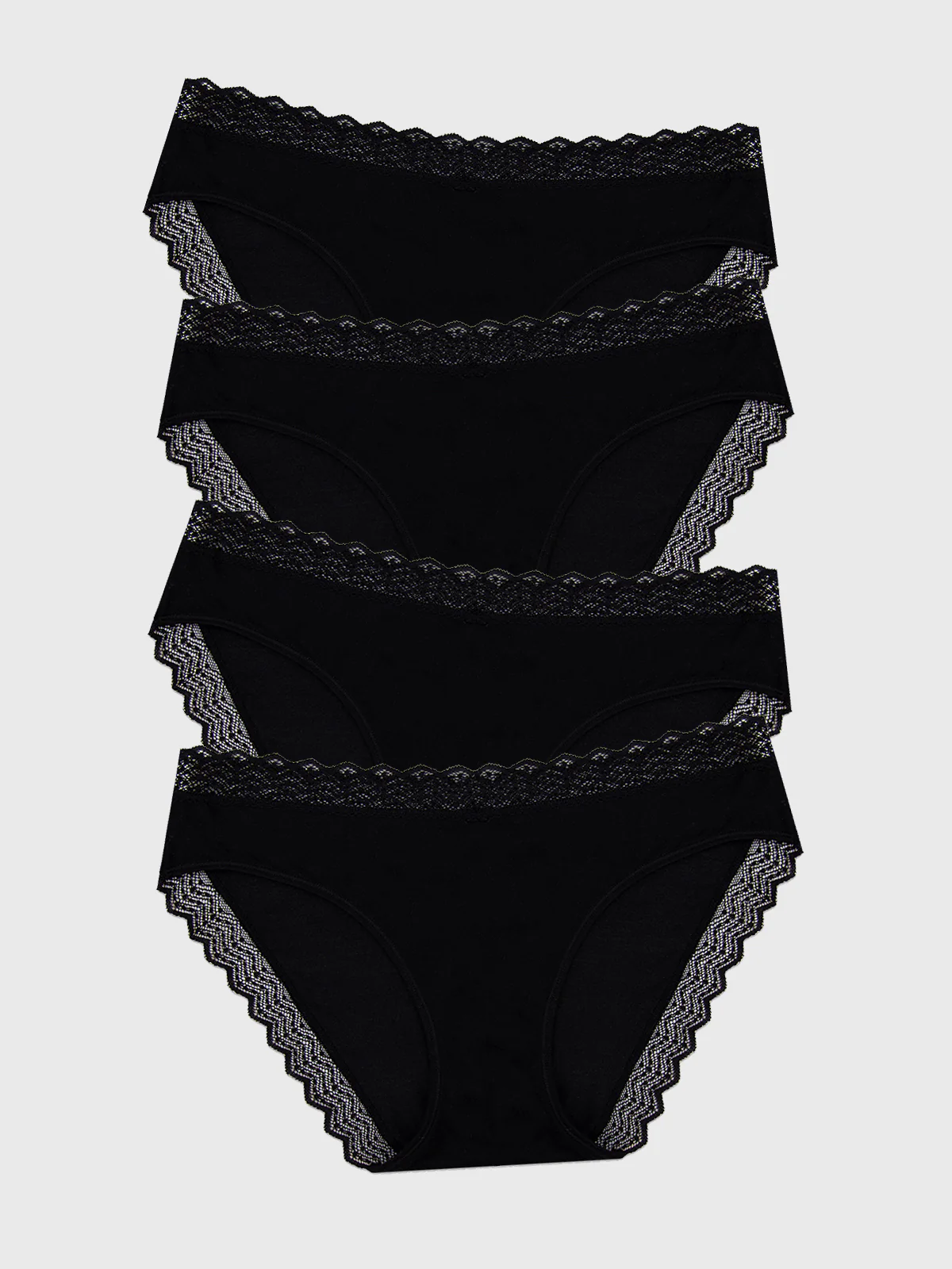 ZigZag Lace Original Knicker Four Pack - Black